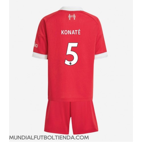Camiseta Liverpool Ibrahima Konate #5 Primera Equipación Replica 2025-26 para niños mangas cortas (+ Pantalones cortos)